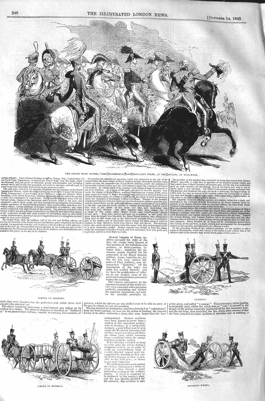 Old Antique Print 1843 Duke Michel Lord Bloomfield Woolwich Sword Outram 19th
