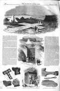 Original Old Antique Print 1843 Cross Richborough Archaeology Pott Victorian