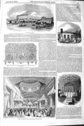 Old Antique Print 1843 Westminster Bridge Savoy Chapel Manchester Bazaar 19th