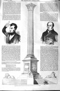 Old Antique Print 1843 Portrait Baring Pattison Nelson Column Trafalgar 19th