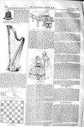 Old Antique Print 1843 Harp Princess Royal Pianoforte Queen Spain Fashion 19th