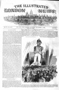 Original Old Antique Print 1843 Exhibition Nelson Statue Charing Cross Victorian