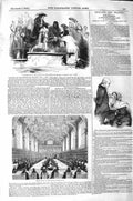Original Old Antique Print 1843 Prince Wales Torbay Dinner Middle Temple Hall