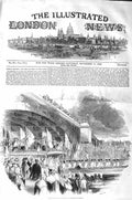 Original Old Antique Print 1843 Lord Mayor Embarking Southwark Bridge London