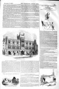 Original Old Antique Print 1843 New Guildhall Bristol Ruins Aldrington Church