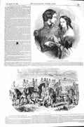 Original Old Antique Print 1843 Duke Duchess Nemours Royal Hunt Horses Victorian