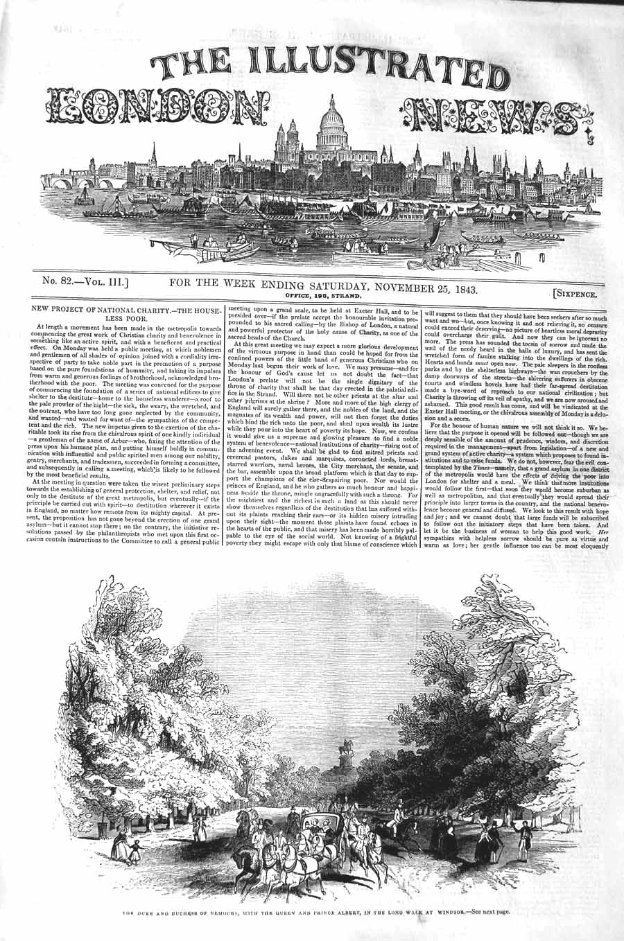 Original Old Antique Print 1843 Duke Duchess Nemours Queen Prince Albert 19th