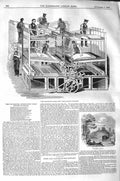 Original Old Antique Print 1843 Tamworth Castle London News Ing Machines 19th