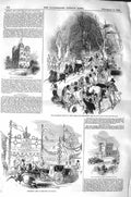 Old Antique Print 1843 Hunting Tower Chatsworth Queen Belvoir Hunt Castle 19th