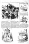 Original Old Antique Print 1843 Wellington Railway Station Rugby Belvior Castle