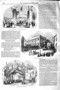 Old Antique Print 1843 Triumphal Arch Belgrave Gate Leicester News-Rooms 19th
