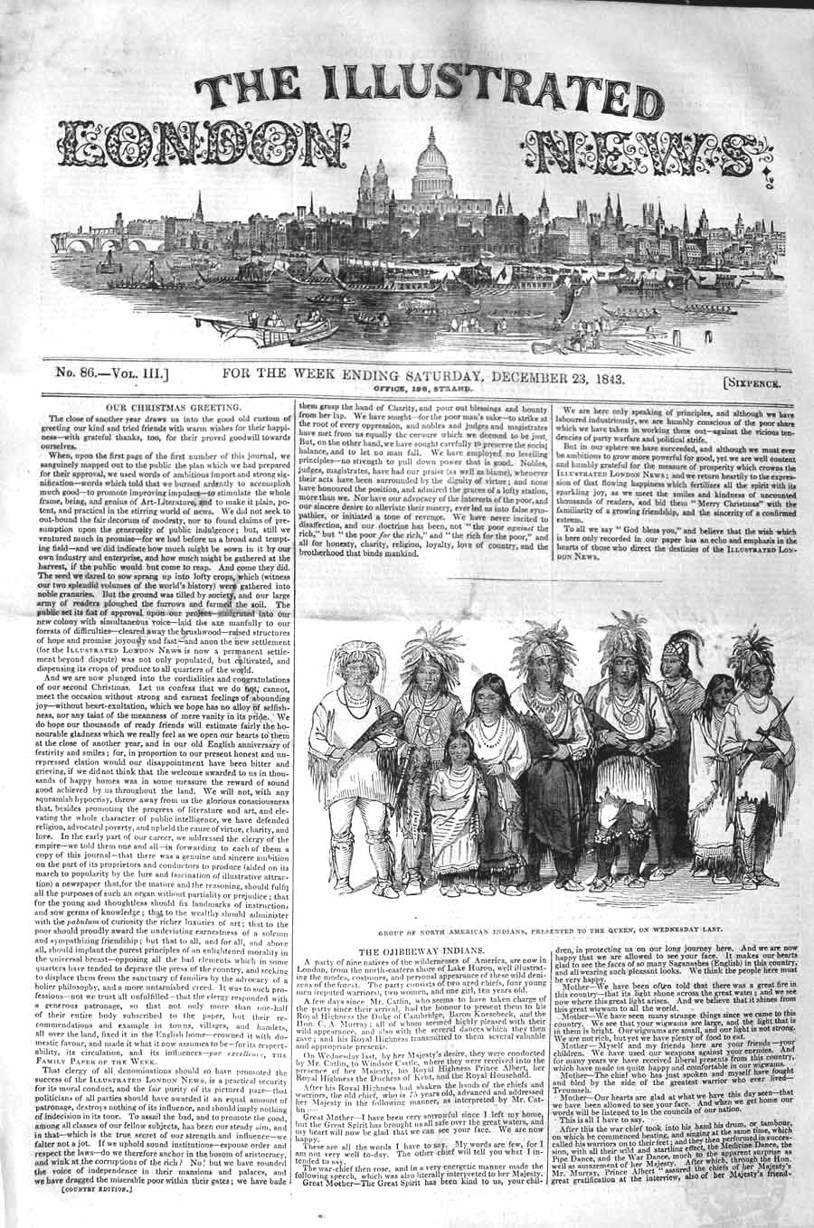 Original Old Antique Print 1843 North American Ojibbeway 19th Century