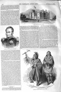 Original Old Antique Print 1843 Government Syndey Ex-King Holland Indian Chief