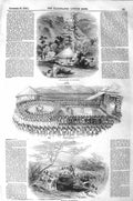 Old Antique Print 1843 Monastery Aferbeine Triumph Scene Death Elephant 19th