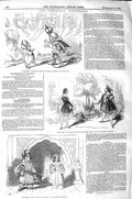 Original Old Antique Print 1843 Drury Theatre Haymarket Adelphi Pan Victorian