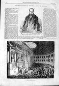 Old Antique Print 1844 Portrait Sauzet President French Chamber Deputies 19th