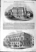 Old Antique Print 1844 Palace Duke Saxe-Coburg Gotha Club House James'S 19th