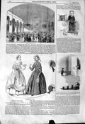 Original Old Antique Print 1844 Royal Artillery Ball American Dwarf Theatre