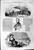 Original Old Antique Print 1844 Don Carlos Maid Damascus Spanish Villagers 19th
