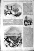 Original Old Antique Print 1844 Queen Christina Barcelona Spain Hannibal Bridge