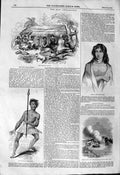 Original Old Antique Print 1844 New Zealand Rose War Dance Dinner Hibern 19th
