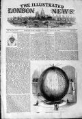 Original Old Antique Print 1844 Immense Copper Balloon Paris France Victorian