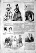 Original Old Antique Print 1844 Womens Fashion Hats Bonnet Cap Drury Theatre