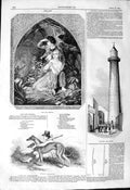 Original Old Antique Print 1844 Paul Virginia Greyhounds Cast-Iron Lig Victorian