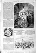 Original Old Antique Print 1844 Queen Spain Isabella Edgeworth House Hyde Park