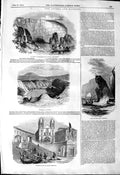 Original Old Antique Print 1844 Azores Madeira Caldeira Flores Angra T Victorian