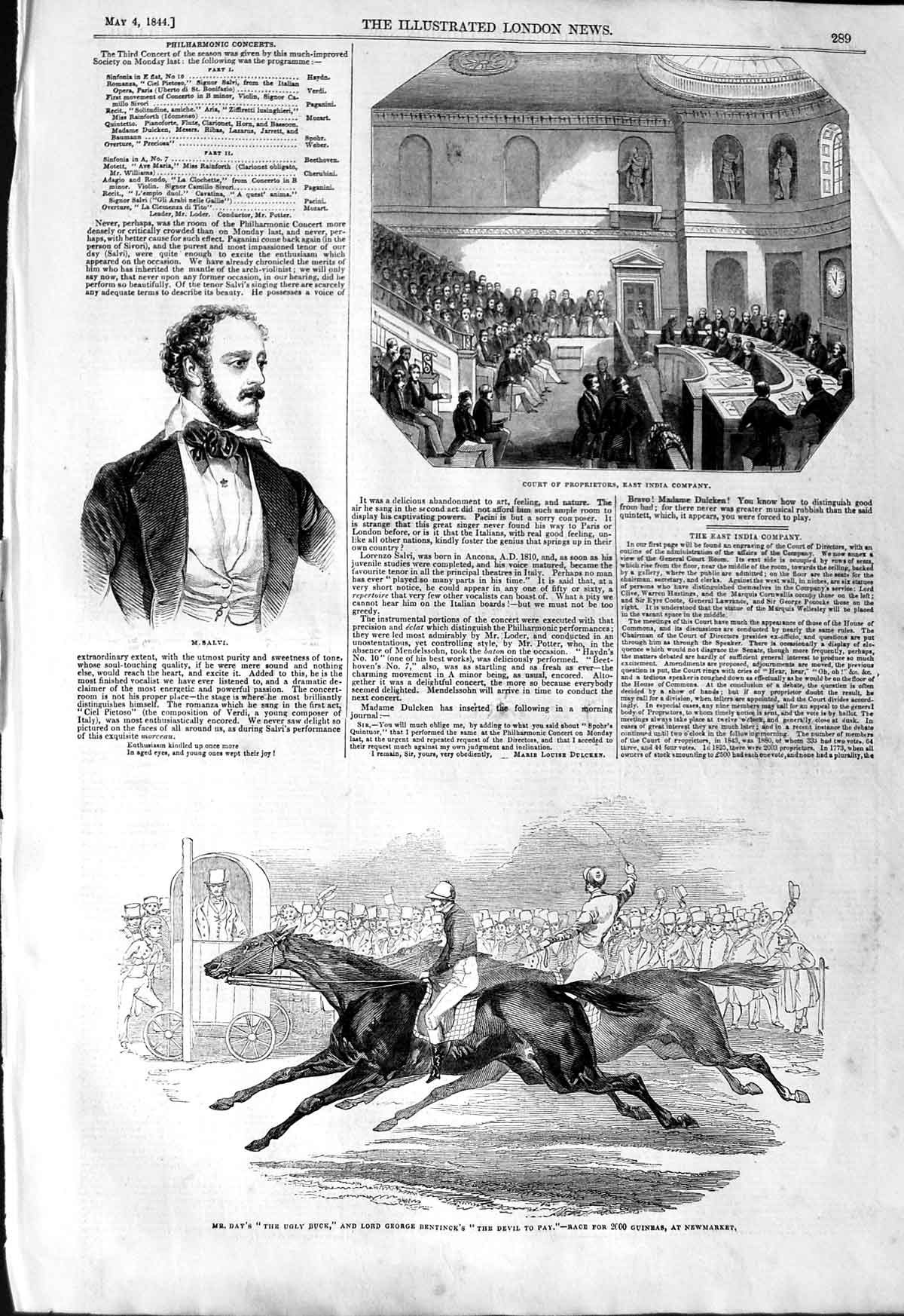 Original Old Antique Print 1844 Day Ugly Duck Horse Newmarket Salvi Cour 19th