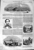 Old Antique Print 1844 Washington Church Addison Kalergi St. Thomas Ships 19th