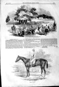 Original Old Antique Print 1844 Gorhambury Races Ratan Horse Jocke Victorian