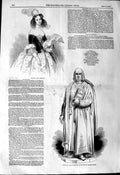 Original Old Antique Print 1844 Madame Anna Thillon Statue John Carpenter 19th