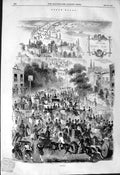 Original Old Antique Print 1844 Epsom Derby Day Horse Racin 19th