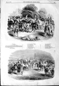 Original Old Antique Print 1844 Horse Racing Sport Jockeys Betting Ring Warren