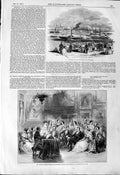 Original Old Antique Print 1844 Barges Tyne Newcastle Charles Kemble Buckingham