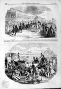 Original Old Antique Print 1844 Ascot Horse Racing Sport GCup Emperor Russia