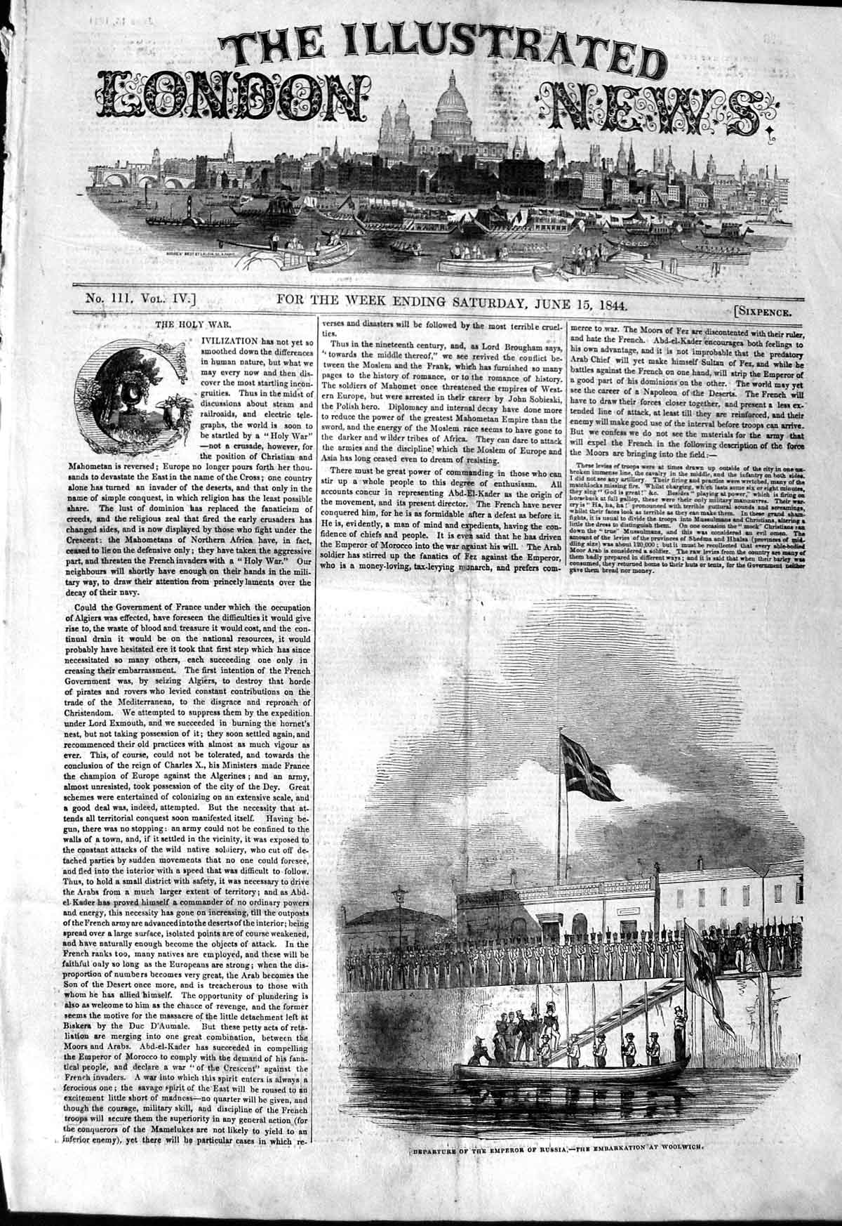 Original Old Antique Print 1844 Departure Emperor Russia Embarkation Woolwich