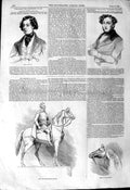 Original Old Antique Print 1844 Wellington Statue Horse Signor Costa Disraeli