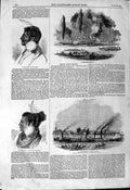 Old Antique Print 1844 Kafia Chief Rangihaeata Thames Regatta Putney Boat 19th