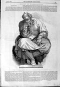 Original Old Antique Print 1844 Wood Engraving Prophet Jeremiah Sistine 19th