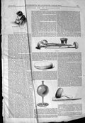 Original Old Antique Print 1844 Wood Engraving Lamp Sand-Bag Burnisher Victorian