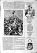 Original Old Antique Print 1844 Otter Speared Hunting Sport Hounds Landseer