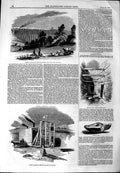 Original Old Antique Print 1844 Timber Viaduct Darlington Railway Steam Engine