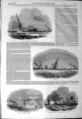 Original Old Antique Print 1844 John O'Gaunt Ship Captain Warner Brighton 19th