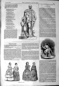 Original Old Antique Print 1844 Statue Duke Sussex Baily Womens Fashion 19th