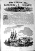 Original Old Antique Print 1844 British Fleet War Ships Gibraltar Victorian
