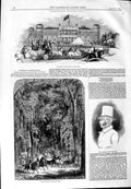 Original Old Antique Print 1844 Goodwood Horse Races Park George Payne 19th