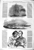 Old Antique Print 1844 Tahiti Queen Ketch Basilisk Pritchard Ships Fort 19th